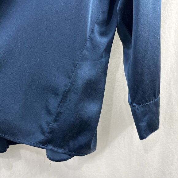 Ravella Milano 100% Silk Blue Round Gold Ball Button Up Shirt Womens Size XXL - Picture 8 of 14